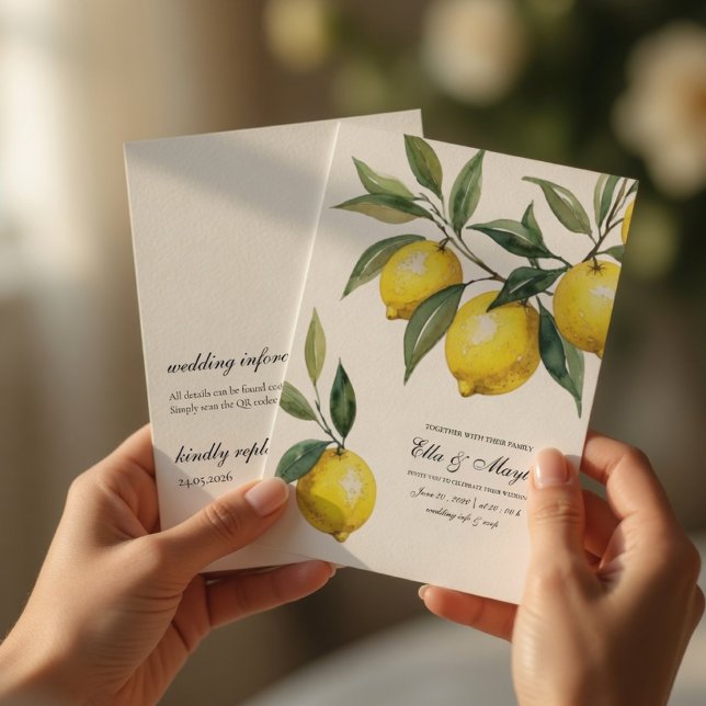 Invitation Aquarelle Ensemble Mariage au Citron Mediterranea (Créateur téléchargé)