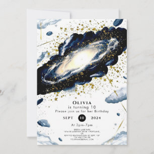 Invitation Aquarelle Espace Galactique Anniversaire