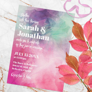 Invitation Aquarelle esthétique Abstrait rose violet Mariage