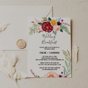 Invitation Aquarelle Été Floral Mariage Petit-déjeuner