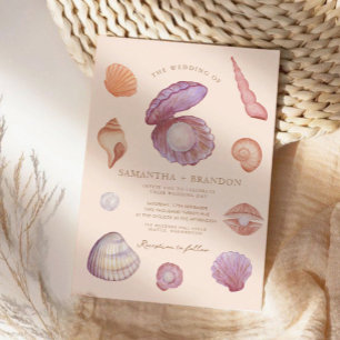 Invitation Aquarelle été Ocean Seashell perle Mariage