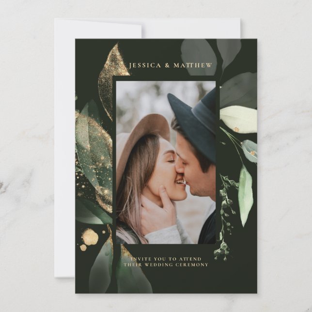 Invitation Aquarelle Eucalyptus Botanique Verdure Mariage   (Devant)