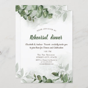 Invitation Aquarelle Eucalyptus Dîner de répétition de verdur