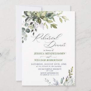 Invitation Aquarelle Eucalyptus Dîner de répétition de verdur
