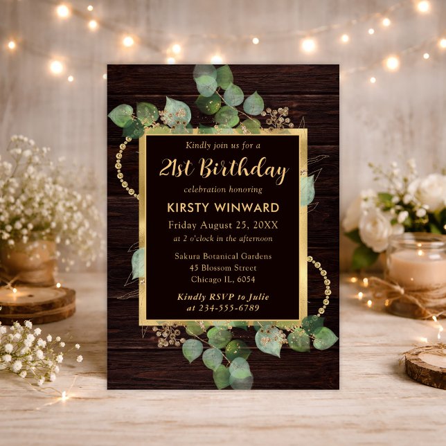 Invitation Aquarelle Eucalyptus et Verdure Anniversaire (Créateur téléchargé)