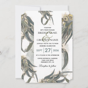 Invitation Aquarelle Eucalyptus Feuille Mariage vert