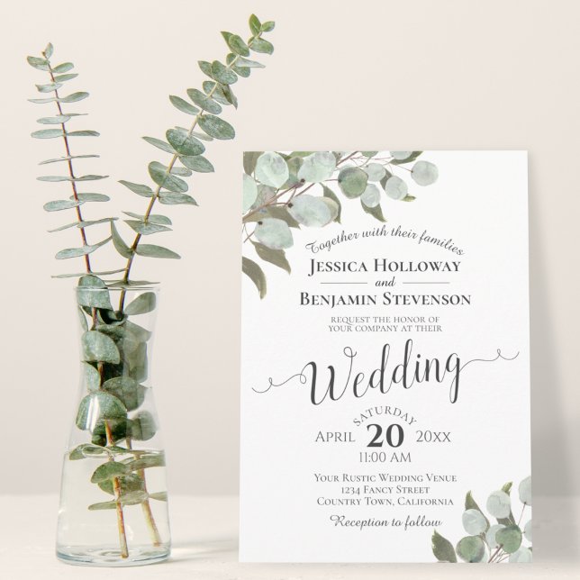 Invitation Aquarelle Eucalyptus Foliage Rustique Boho Mariage (Créateur téléchargé)
