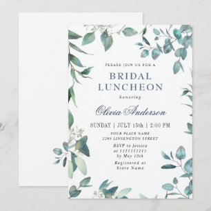 Invitation Aquarelle Eucalyptus Green Bridal Luncheon