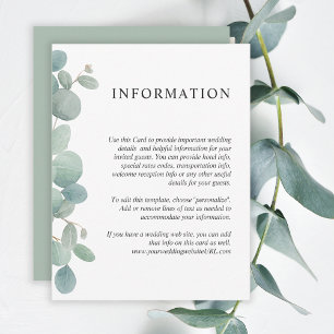 Invitation Aquarelle Eucalyptus Green Détails du Mariage
