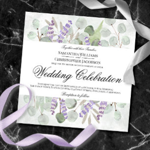 Invitation Aquarelle Eucalyptus & Lavender Boho Mariage chic