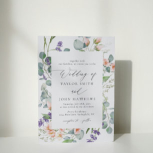 Invitation Aquarelle Eucalyptus Lavender Mariage