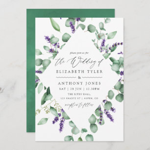 Invitation Aquarelle Eucalyptus Lavender Mariage de verdure