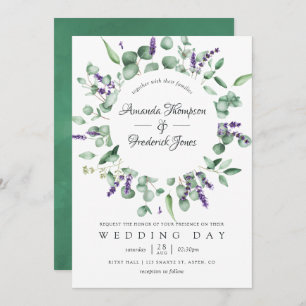 Invitation Aquarelle Eucalyptus Lavender Mariage de verdure