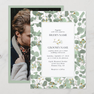 Invitation Aquarelle Eucalyptus Mariage de fleurs vertes