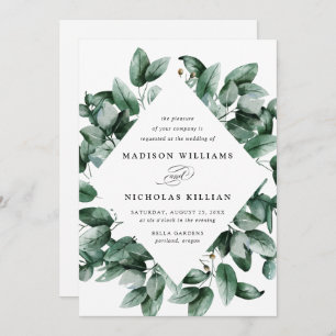Invitation Aquarelle Eucalyptus Mariage de trame