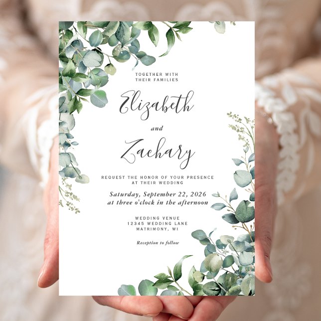 Invitation Aquarelle Eucalyptus Mariage de verdure (Créateur téléchargé)