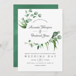 Invitation Aquarelle Eucalyptus Mariage de verdure