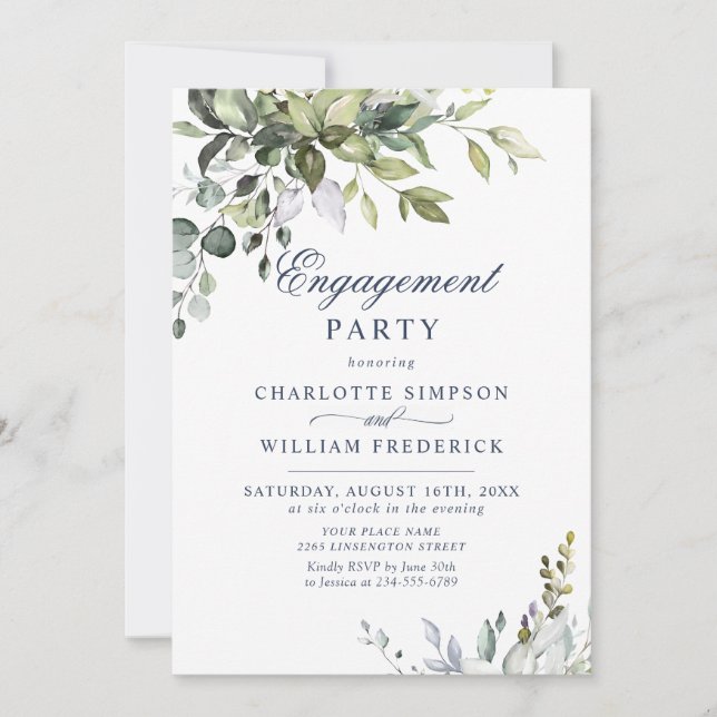 Invitation Aquarelle Eucalyptus PARTI ENGAGEMENT ÉCOLOGIQUE (Devant)