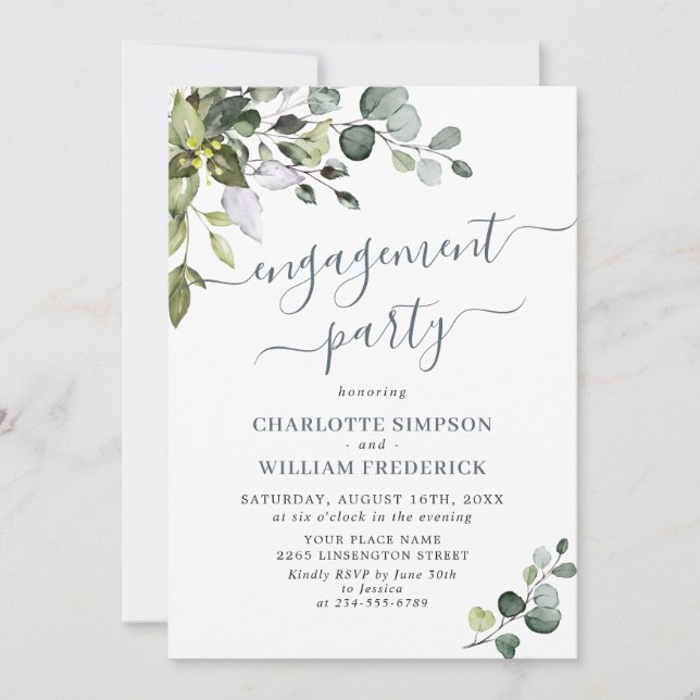 Invitation Aquarelle Eucalyptus PARTI ENGAGEMENT ÉCOLOGIQUE (Devant)