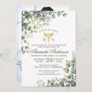 Invitation Aquarelle Eucalyptus PHOTO Diplôme en soins infirm