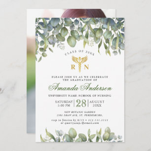 Invitation Aquarelle Eucalyptus PHOTO Diplôme en soins infirm