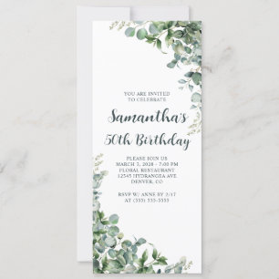 Invitation Aquarelle Eucalyptus Verdure 50e anniversaire