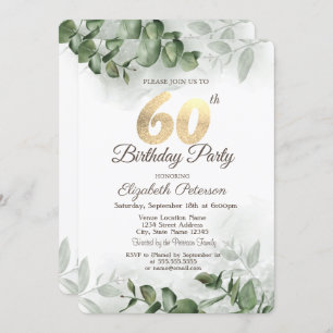 Invitation Aquarelle Eucalyptus Verdure 60e anniversaire