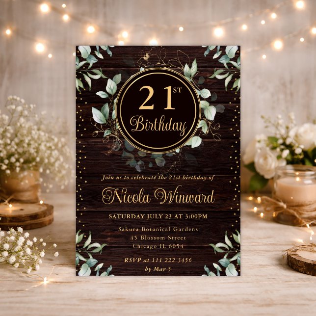 Invitation Aquarelle Eucalyptus Verdure Anniversaire (Créateur téléchargé)