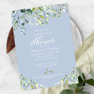 Invitation Aquarelle Eucalyptus Verdure Couples Douche