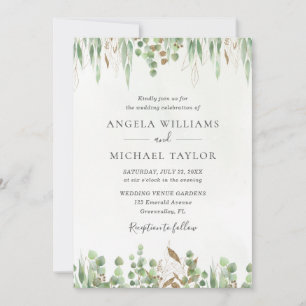 Invitation Aquarelle Eucalyptus Verdure Mariage moderne