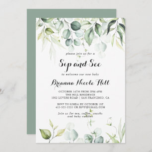 Invitation Aquarelle Eucalyptus Verdure Sip et voir