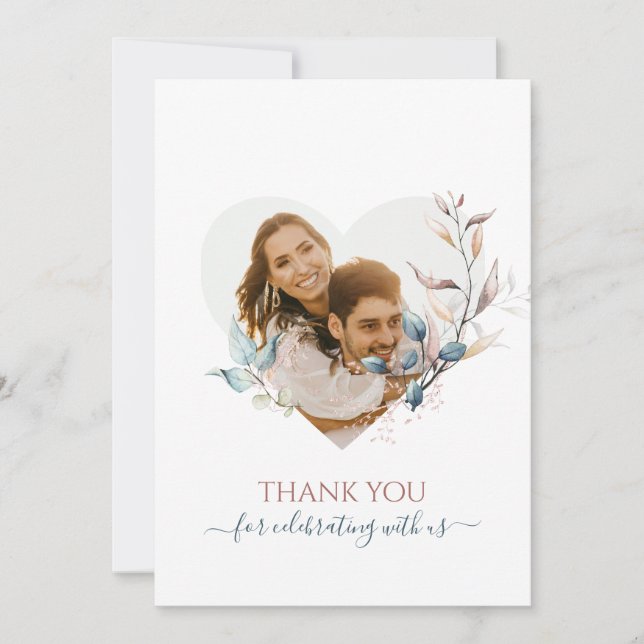 Invitation Aquarelle Eucalyptus vert automnal avec or rose (Devant)
