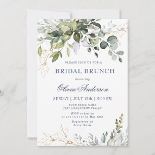 Invitation Aquarelle Eucalyptus Vert BRIDAL Brunch