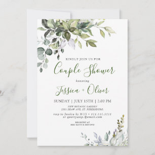 Invitation Aquarelle Eucalyptus Vert Couple Douche