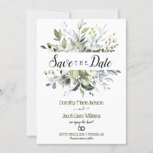 Invitation Aquarelle Eucalyptus Vert Enregistrer la date