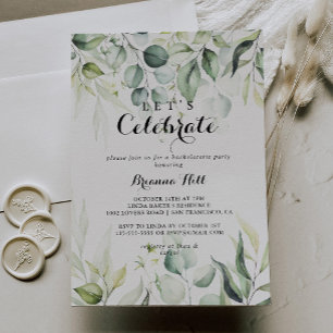 Invitation Aquarelle Eucalyptus Vert Fêtons la fête