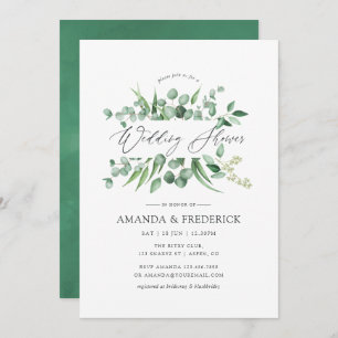 Invitation Aquarelle Eucalyptus Wedding shower de verdure