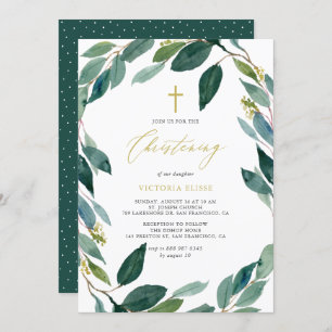 Invitation Aquarelle Eucalyptus Wreath Christing