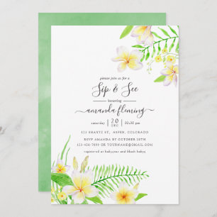 Invitation Aquarelle exotique Frangipani Sip Floral Voir