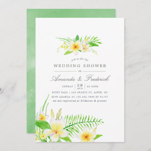 Invitation Aquarelle exotique Frangipani Wedding shower invit