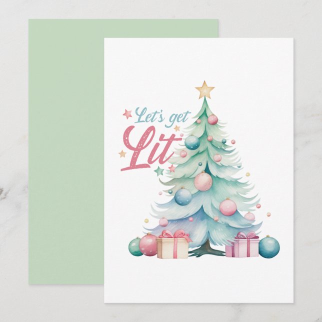 Invitation Aquarelle Faisons un sapin de Noël (Devant / Derrière)