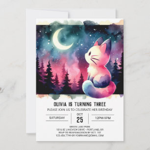 Invitation Aquarelle Feline Chat Anniversaire