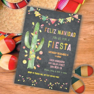 Invitation Aquarelle Feliz navidad Fiesta Cactus