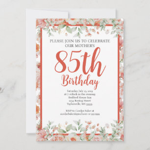 Invitation Aquarelle féminine Floral 85e fête d'anniversaire