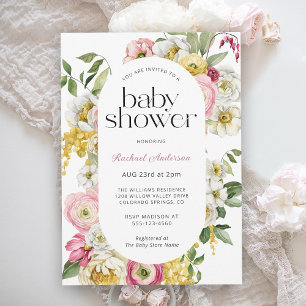 Invitation Aquarelle féminine Floral Girl Baby shower