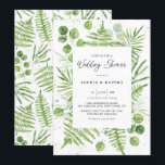 Invitation Aquarelle Fermes et Wedding shower de cadre Eucaly<br><div class="desc">Famille d'Invitations et amis à votre événement avec cette invitation wedding shower verdoyante. Il présente une illustration aquarelle de sorte que fougères et cadre verdoyant avec motif assorti. Cette invitation à la fougère est parfaite pour les wedding showers du printemps et de l'été. Personnalisez en ajoutant les noms, la date,...</div>
