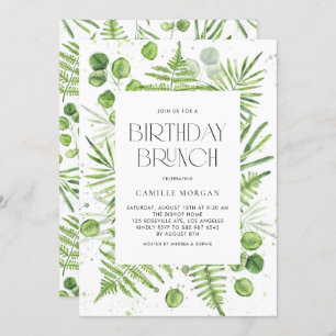 Invitation Aquarelle Fermes & Eucalyptus Frame Anniversaire