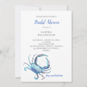 Invitation Aquarelle Fête des mariées côtière du crabe bleu