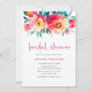 Invitation Aquarelle Fête des mariées de fleurs orange rose v