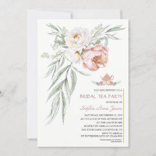 Invitation Aquarelle Fête des mariées de fleurs Roses blanche